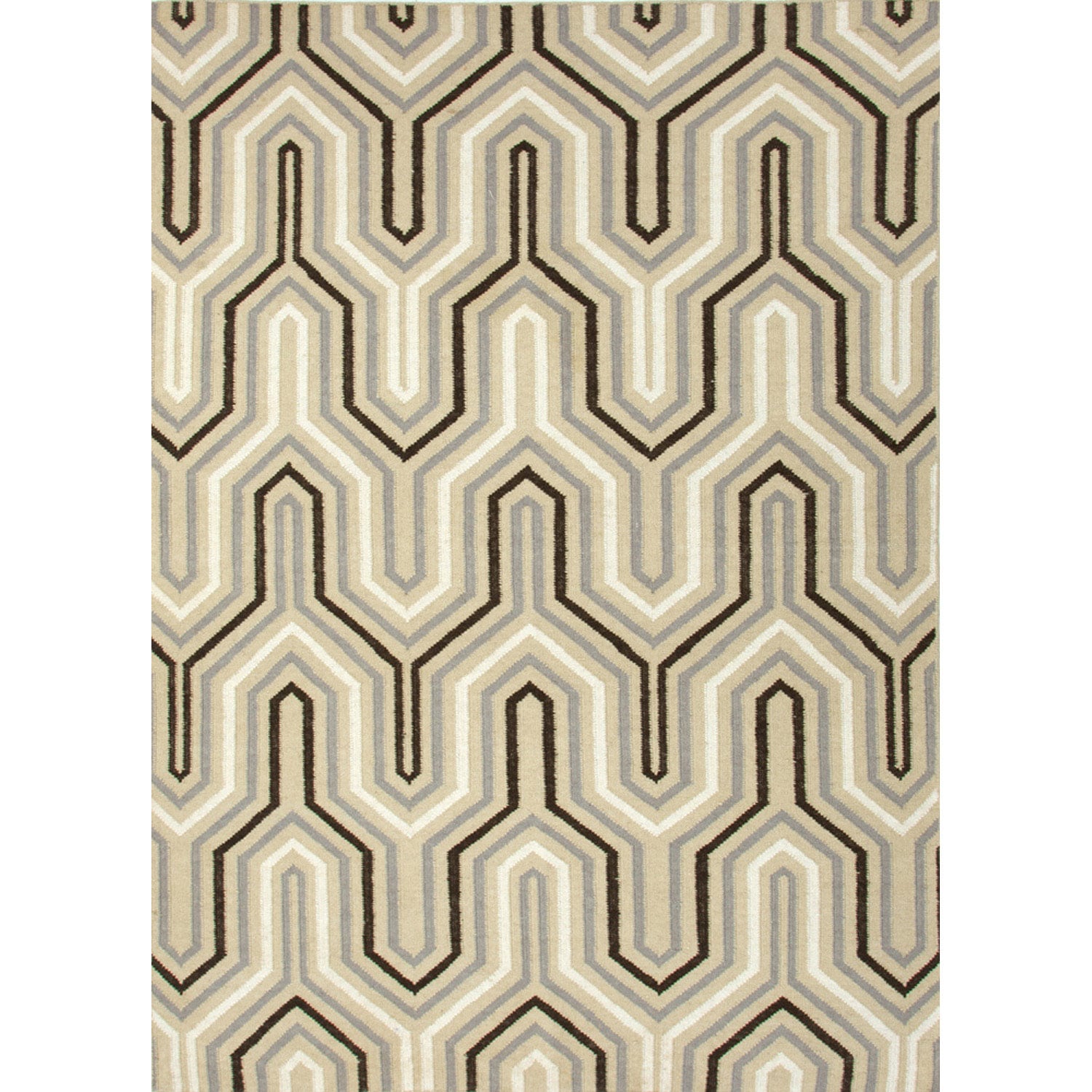 Versatile Handmade Flat weave Geometric pattern Gray/ Black Rug (2 X 3)