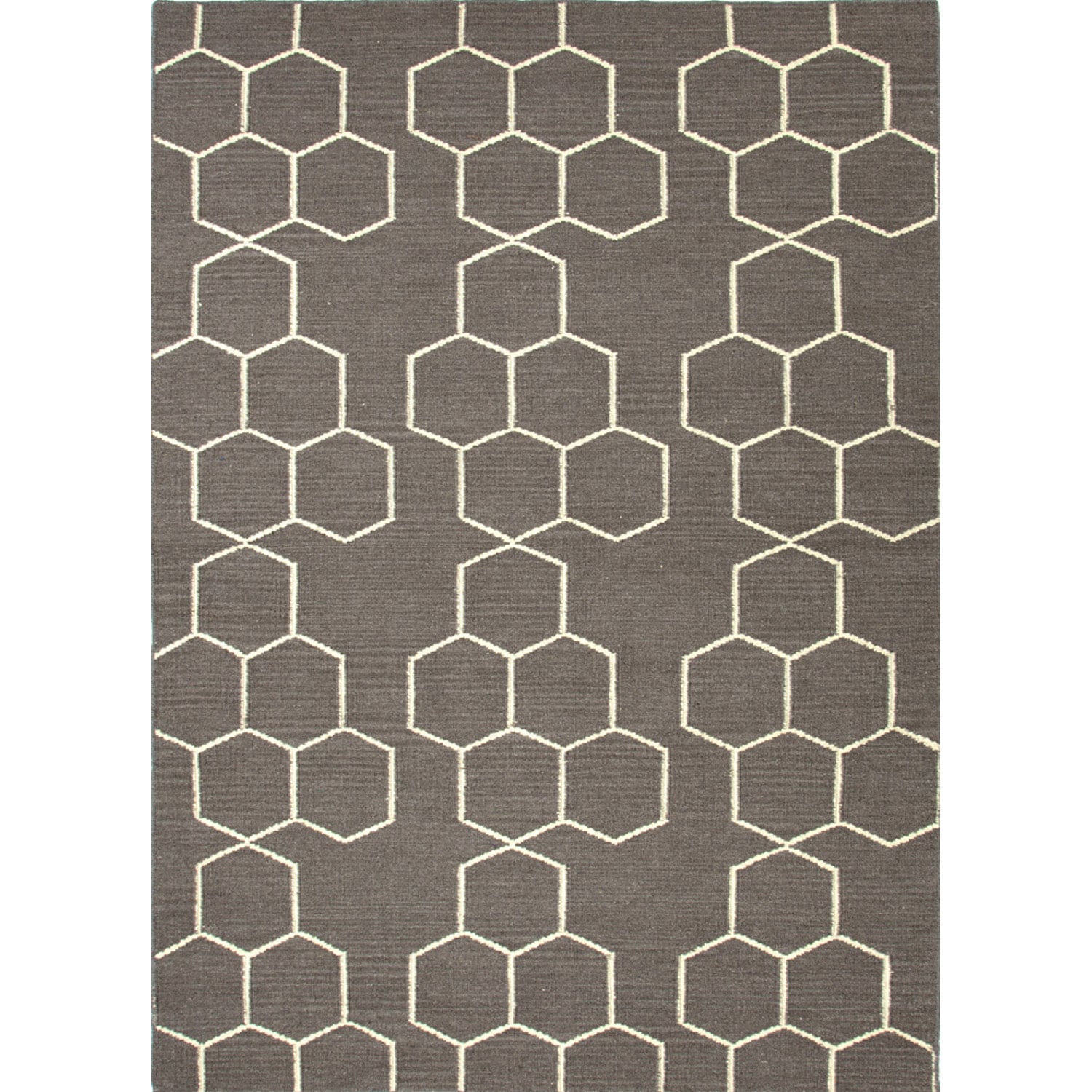 Handmade Flat weave Geometric pattern Gray/ Black Latex free Rug (2 X 3)