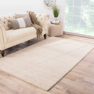 See Reviews Hand-loomed Solid Pattern Ivory Rug (8' x 10')