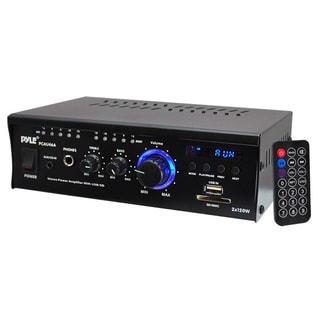 Pyle Mini 2x120 Watt Stereo Power Amplifier with USB/SD Card Readers, AUX, CD Inputs & LED Display