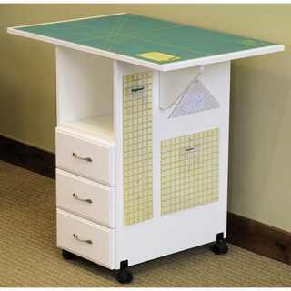 Sewing Rite Model 93C White Cutting / Craft Table with 3 Storage Drawers