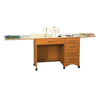 Sewing Rite Mobile Model 3400 Large Work Area Maple Sewing Desk with 4 Storage Drawers