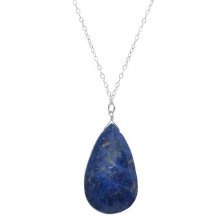Ashanti Large Lapis Lazuli Faceted Briolette Dangle Handmade Pendant (Sri Lanka)