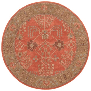 Low Price Hand-tufted Transitional Oriental Pattern Red/ Orange Rug (8' Round)