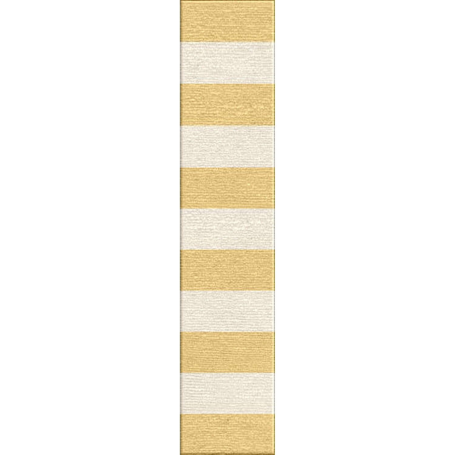 Handmade Flat Weave Stripe Pattern Yellow Rug (26 X 8)