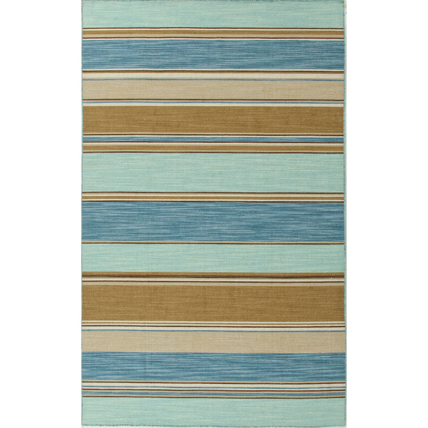 Handmade Flat Weave Stripe Pattern Contemporary Blue Rug (4 X 6)