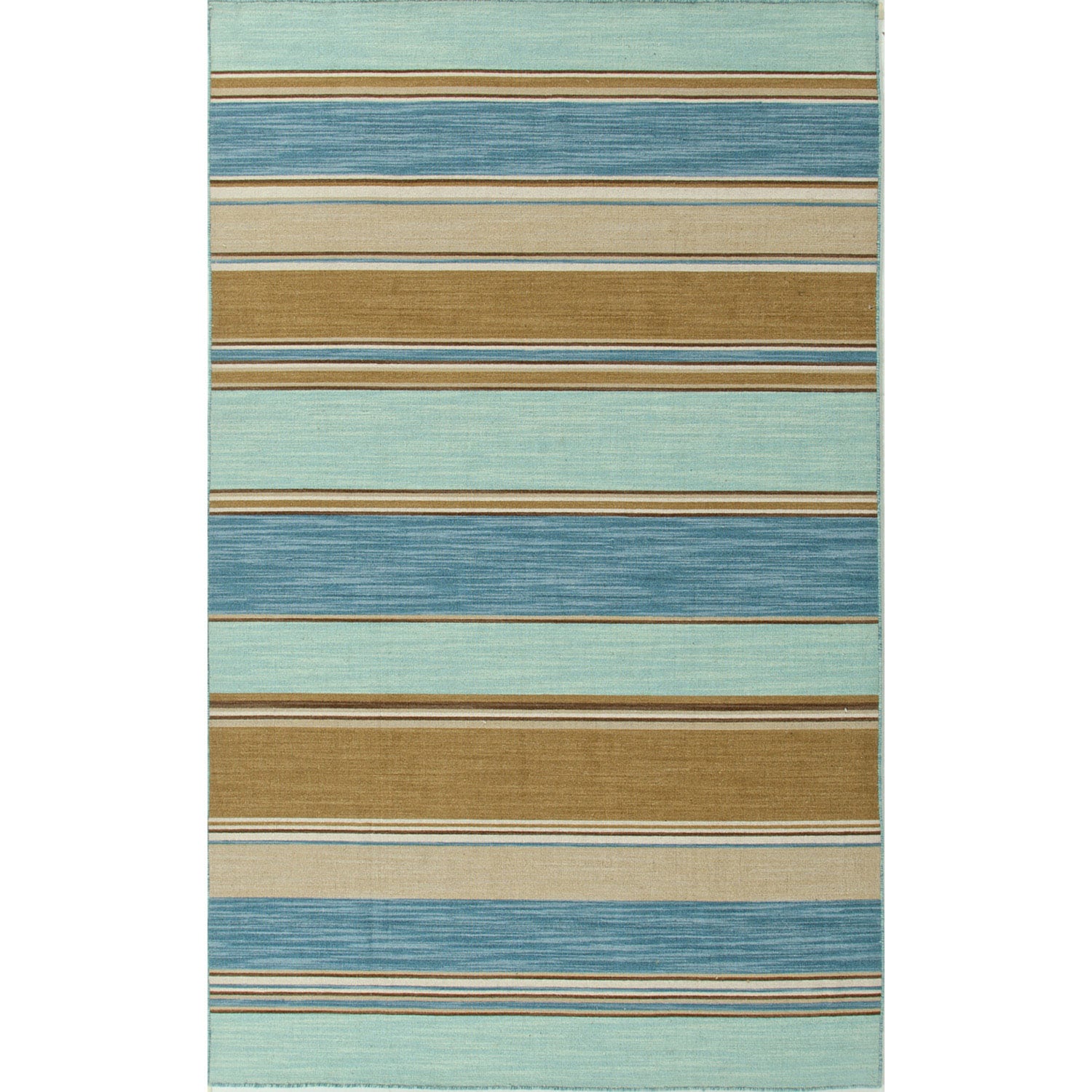 Handmade Flat Weave Stripe Pattern Blue Textured Rug (5 X 8)