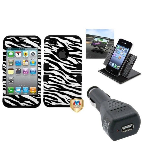 INSTEN Car Charger/ Dashboard Holder/ Phone Case Cover for Apple iPhone 4/ 4S