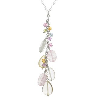 Ashanti Sterling Silver Cascading Multi Gemstone Dangle Handmade Pendant (Sri Lanka)