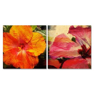 Alexis Bueno 'Tropical Hibiscus' Canvas Wall Art 2-piece Set