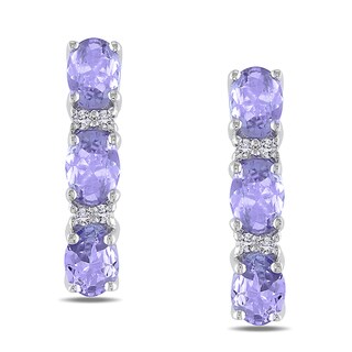 Miadora Sterling Silver 1ct TGW Tanzanite and Diamond Earrings