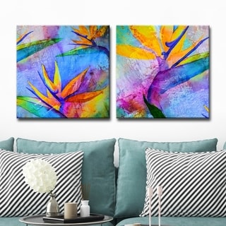 Alexis Bueno 'Tropical Birds of Paradise' Canvas Wall Art 2-piece Set