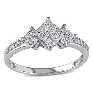 Miadora 14k White Gold 1/2ct TDW Princess Diamond Ring (G-H, I1-I2)