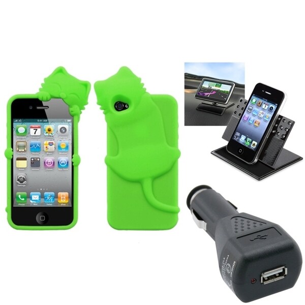 INSTEN Car Charger/ Dashboard Holder/ Phone Case Cover for Apple iPhone 4/ 4S