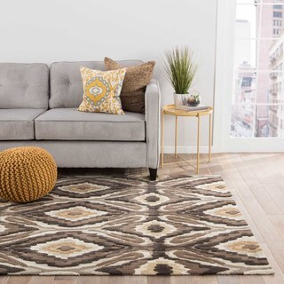 Hand-tufted Transitional Tribal Pattern Gray/ Black Rug (2' x 3')
