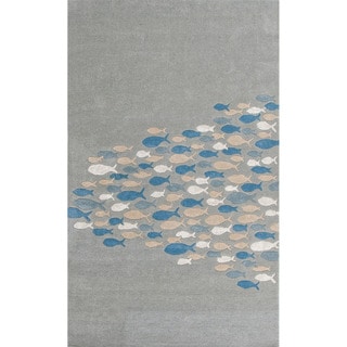 Best Shopping Hand-tufted Transitional Animal Print Pattern Blue Rug (8' x 11')