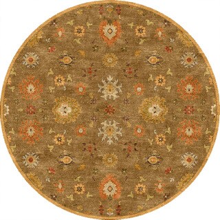 Hot Deal Hand-tufted Transitional Oriental Pattern Brown Rug (8' Round)