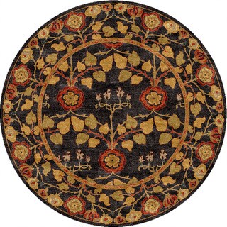 Compare Price Hand-tufted Transitional Oriental Pattern Gray/ Black Rug (8' Round)
