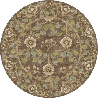 Special Offers Hand-tufted Transitional Oriental Pattern Brown/ Green Rug (8' Round)