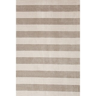 Hand-loomed Transitional Stripe Pattern Gray/ Black Rug (8' x 10')