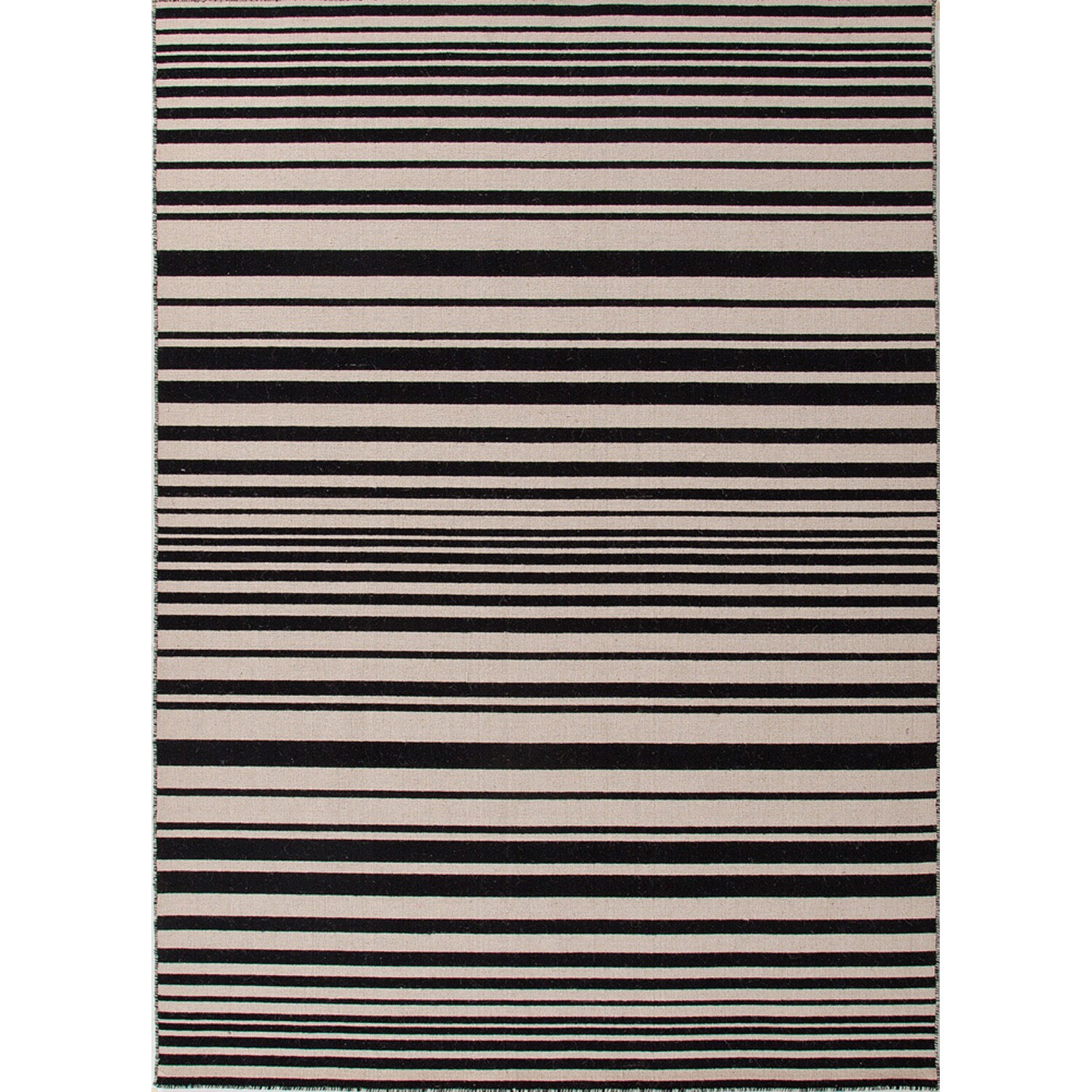 Handmade Flat weave Stripe pattern Gray/ Black Reversible Rug (2 X 3)