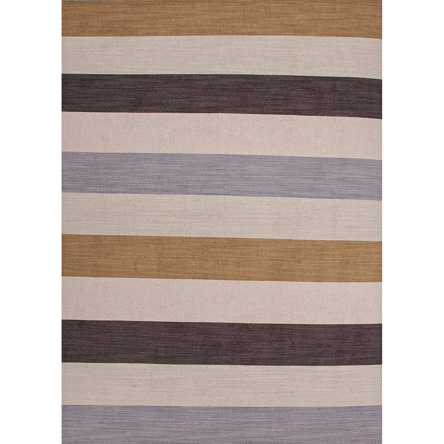 Handmade Flat weave Stripe pattern Brown Wool Rug (5 X 8)
