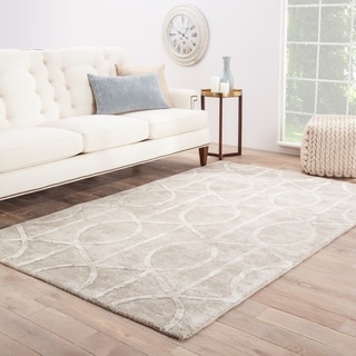 (>_<)  Hand-tufted Contemporary Geometric Grey Rug (8' x 11')