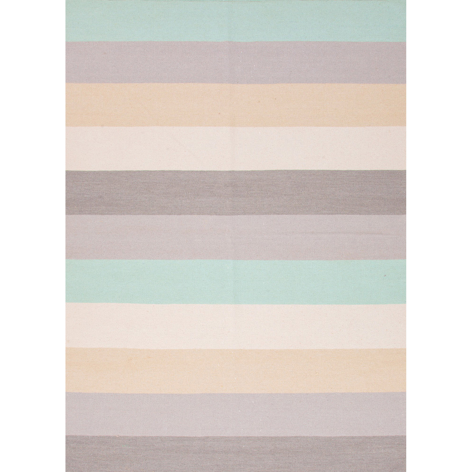 Handmade Flat weave Stripe pattern Gray/ Black/ Blue Rug (8 X 10)