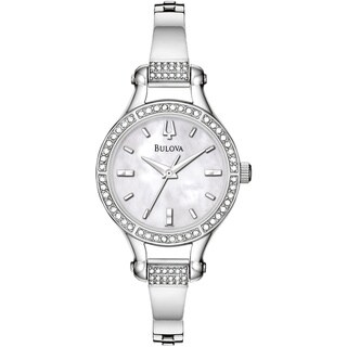 Bulova Women's '96L128' Silvertone Stainless Steel Mother-of-Pearl Dial Quartz Watch