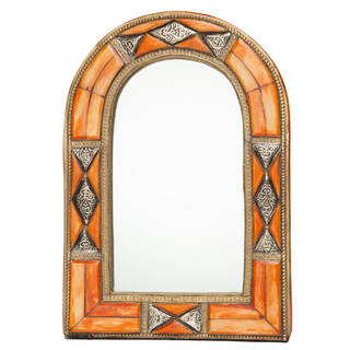 Classic Arched Henna Bone Mirror (Morocco)