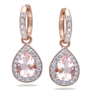 Miadora 14k Rose Gold 1/2ct TDW Diamond and Morganite Earrings (G-H, I1-I2)
