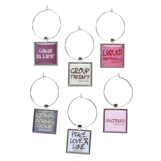 Wine is Life Stainless Steel Wine Glass Charms (Set of 6)