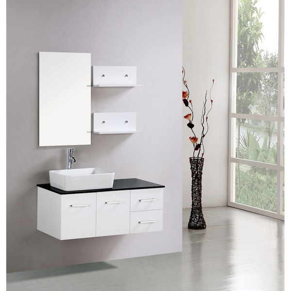 Kokols Floating 36-inch White Cabinet Wall-mount Bathroom Vanity ...