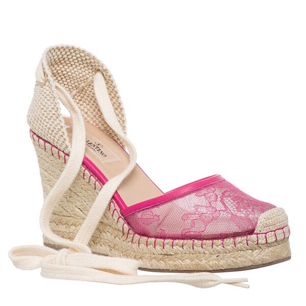 valentino lace espadrille wedge