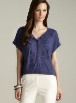 August Silk Floral Applique Cardigan