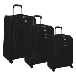 Olympia Luxe 3 Piece Luggage Set Black