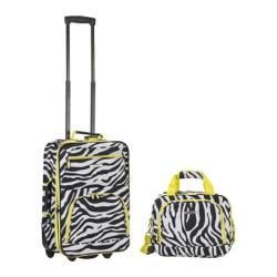 Rockland 2 Piece Luggage Set F102 Lime Zebra