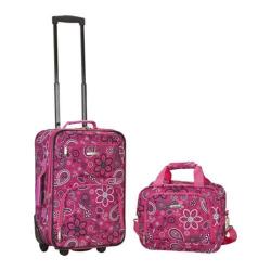 Rockland 2 Piece Luggage Set F102 Pink Bandana