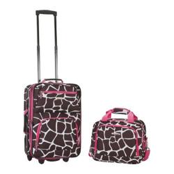 Rockland 2 Piece Luggage Set F102 Pink Giraffe