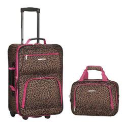 Rockland 2 Piece Luggage Set F102 Pink Leopard