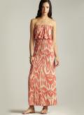 Joan Vass Printed Strapless Maxi Dress