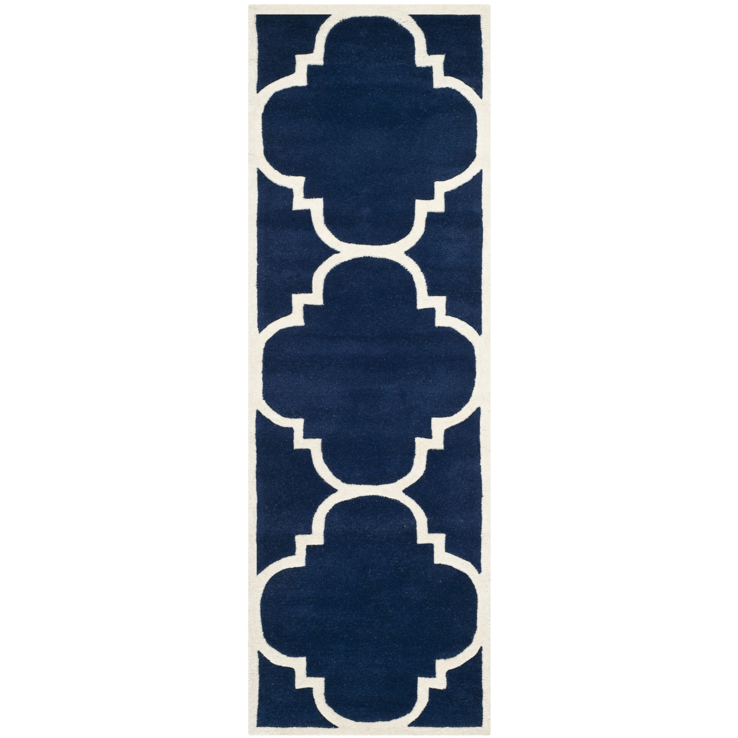 Handmade Moroccan Dark Blue Wool Rug (2'3 x 7')