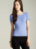 August Silk Blue Scoop Neck Ribbed Top