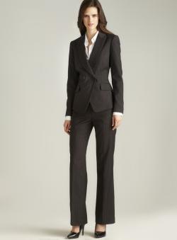 Tahari Two Button Pinstriped Pant Suit