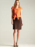 Tahari Capped Sleeve Tie Waist Skirt Suit