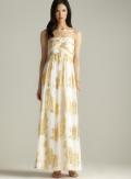 Oleg Cassini Foil Print Strapless Gown