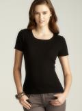 August Silk Black Scoop Neck Ribbed Top