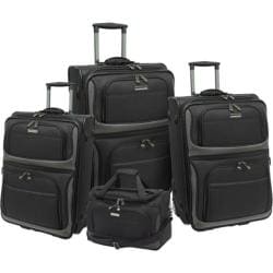 Traveler's Choice Lightweight 4-Piece Luggage Set Black