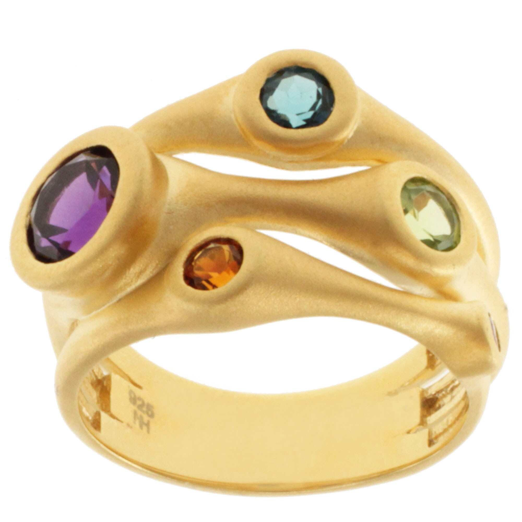 Michael Valitutti Gold over Silver Multi-gemstone Ring