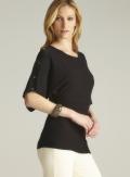 Joseph A Black Buttoned Dolman Sleeve Knit